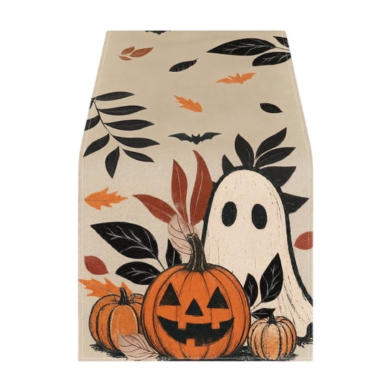 Ktlvex Halloween Table Runner 72 Inches Washable Farmhouse Table Linen Holiday Party Dining Decor Entryway Mantel Kitchen Spooky Home Decor (H)