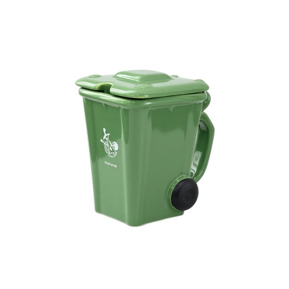 Ktlvex Trash Can-Shaped Ceramic Mug, 1 pc, Rectangular, Funny Coffee Mug for Home, Office & Parties, Green