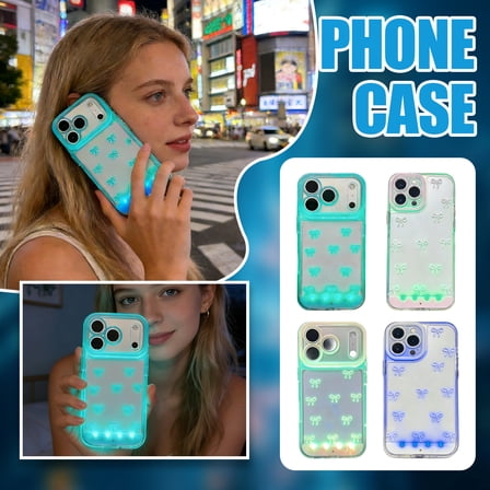 Ktlvex Vibrant Bowknot LED Phone Case, Built-in Light Up Phone Case, Fashion LED Flash Protective Cover for iPhone, iPhone Promax/Pro, Perfect for Parties and Daily Use, Light Blue