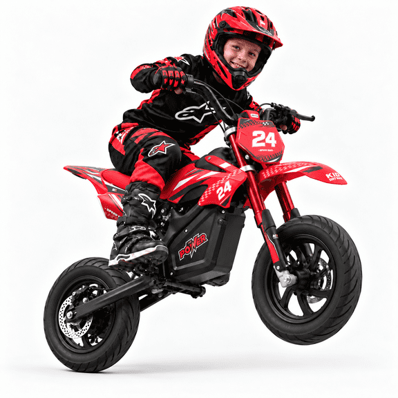 Ktoebyco 36V 500W Electric Kids Dirt Bike,Front & Rear Suspension,Ages 5-12,Max 15.5 MPH,Red