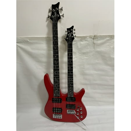Ktone Double Neck Electric Guitar, Red with Bass & Padded Gig Bag