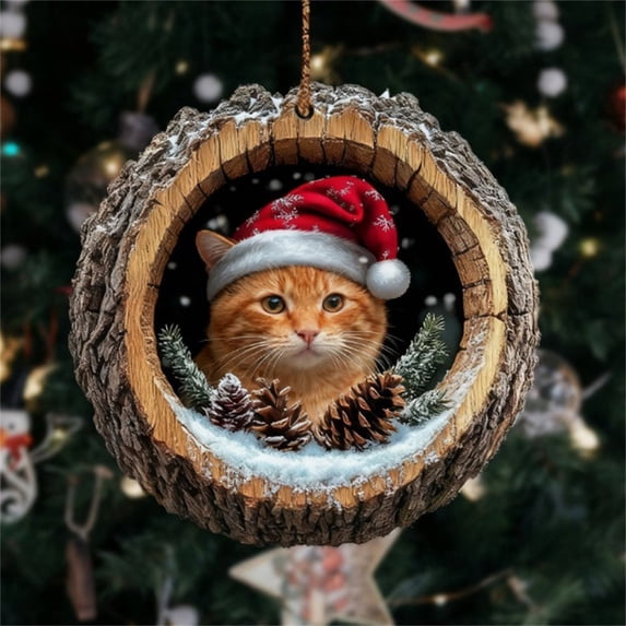 Ktoot 1pc Cat Christmas Ornament 2025,Forest Animal Christmas Ornaments,Christmas Tree Animal Pattern 2D Acrylic Ornament,Cute Decor for Christmas Tree,Christmas Decor Keepsake Gifts