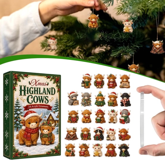 Ktoot Advent Calendar,Mystery Blind Box,Highland Cattle 24‑Day Collectible,Advent Calendars,Adult Advent Calendar 2026,Festive Tabletop Display For Animal Lovers,Collectible Holiday Keepsake
