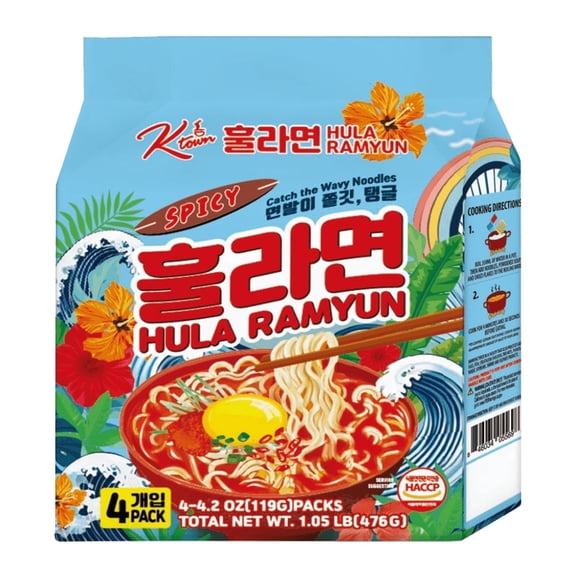 KTOWN Hula Ramyun Noodles Spicy 4 Pack 4.16 Oz (118g)
