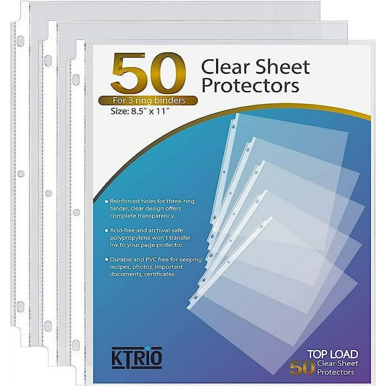 Heavyweight Sheet Protectors 8.5 x 11 Inches, 3 Mil Crystal Clear Page Protectors for 3 Ring Binder, Plastic Sleeves for Binders, Top Loading Paper PR