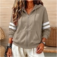 thumbnail image 1 of Kttectoa Jackets for Women Zip up Varsity Striped Hoodies Casual Long Sleeve Coat with Pockets Oversized Fall Winter Outfit, 1 of 5