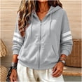 thumbnail image 1 of Kttectoa Jackets for Women Zip up Varsity Striped Hoodies Casual Long Sleeve Coat with Pockets Oversized Fall Winter Outfit, 1 of 5
