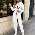 thumbnail image 1 of Kttectoa Jumpsuits for Women Hooded Zip up Jumpsuit Elastic Waist with Pockets Solid Trendy Athleisure Fall Winter Wear, 1 of 5