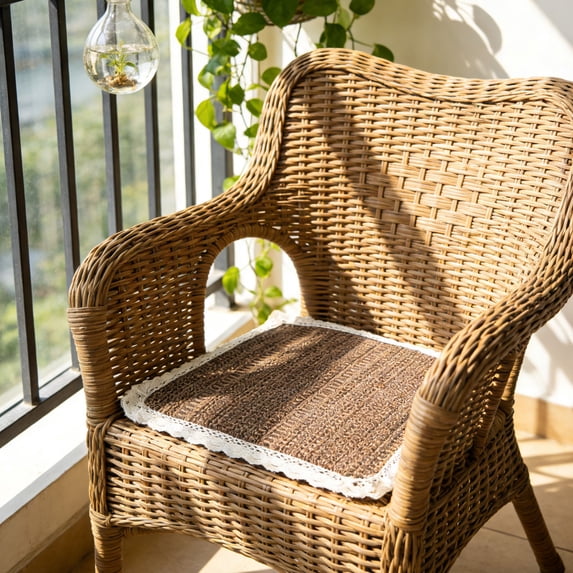 Kttectoa Outdoor Chair Cushions Seat Cushion Thread Woven Chair Pad for Indoor Outdoor Use,Breathable Imitation Rattan Seat Cushion for Dining Chair Office Sofa