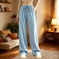 thumbnail image 1 of Kttectoa Pants for Women Wide Leg Drawsting Waist Loose Corduroy Pants Solid Fill Length with Pockets Casual Lounge Fall Winter, 1 of 5