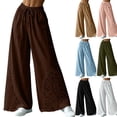 thumbnail image 1 of Kttectoa Womens Pants Drawstring Wide Leg Palazzo Pants Floral Lace Hem Boho Loose Casual Pants Vacation Solid, 1 of 5
