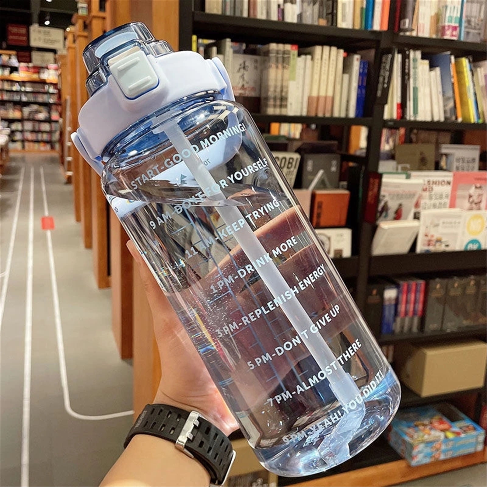 Water Bottle Female Portable Travel Fitness Cup Summer Straw Gym  Transparent 2L