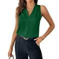 thumbnail image 1 of Ktyne Blouses To Wear Under a Blazer Business Professional Sleeveless Blouse Vneck Vest Shirt Loose Fit Summer Work Tops Green XL, 1 of 7