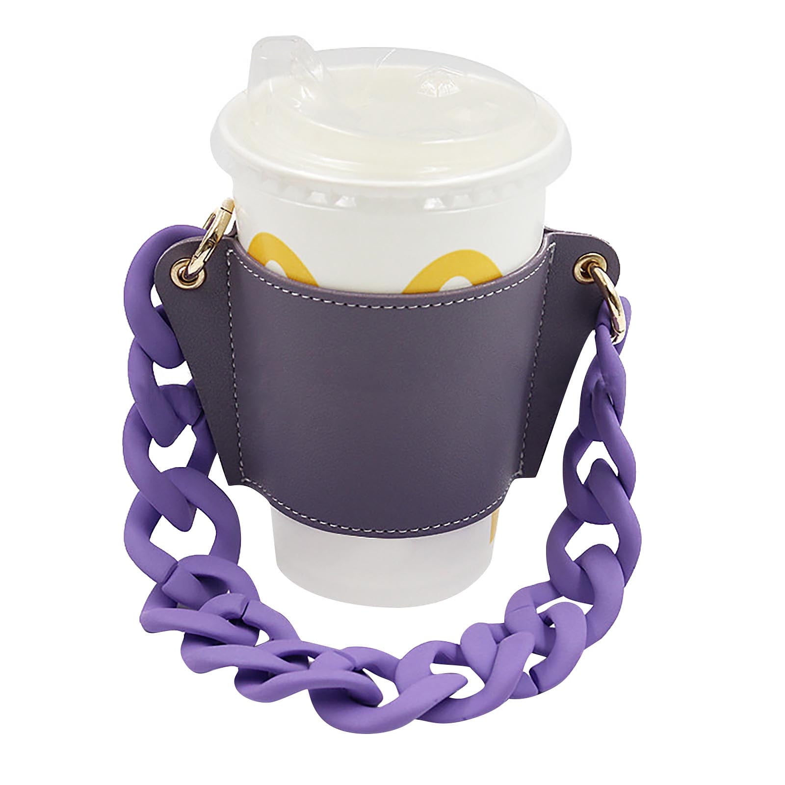 Luxury Leather Drinks Handled Sleeve Holder, Reusable Travel Coffee Cup  Holder, Detachable Metal Chain Cup Holder, Portable Cup Holder Insulated