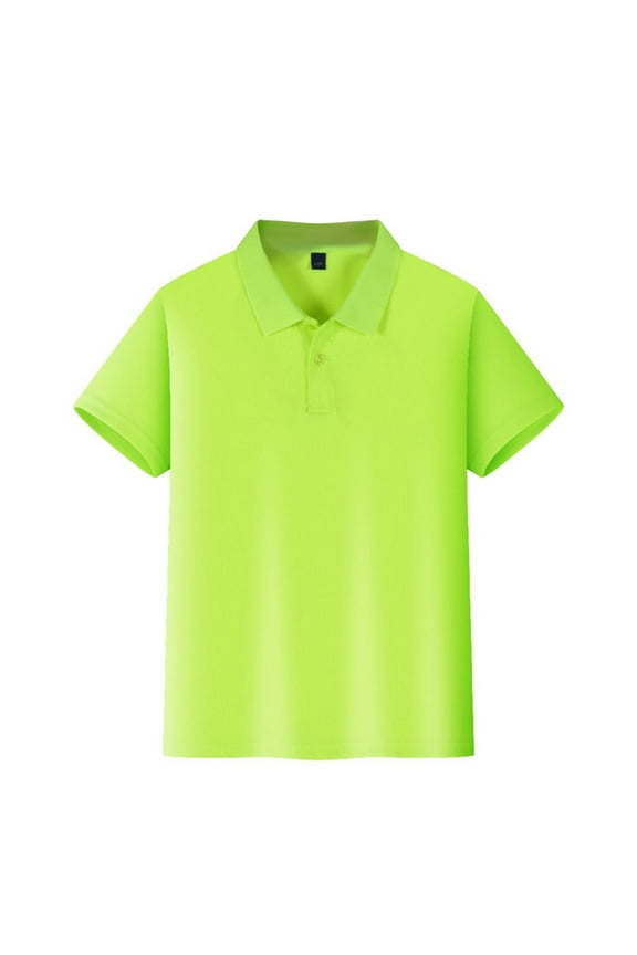 Green Polo Uniform Shirts for Boys Girls School Short Sleeve Uniform Top Casual Button Down T-Shirt 2025 Summer New with Collar Golf Polo Shirts Comfy Clothing Fluorescent Green 5-6 Years