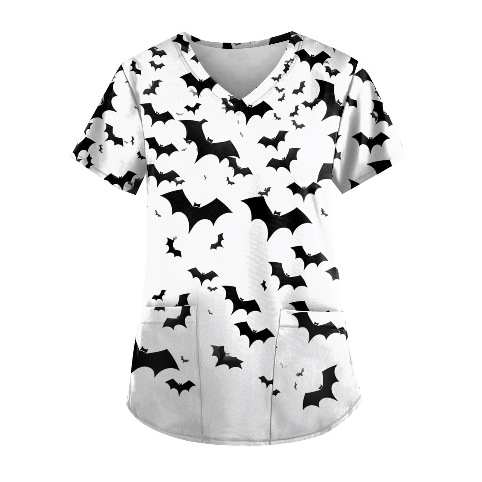 Ktyne Halloween Scrubs for Women Clearance Plus Size Short Sleeve Nurse