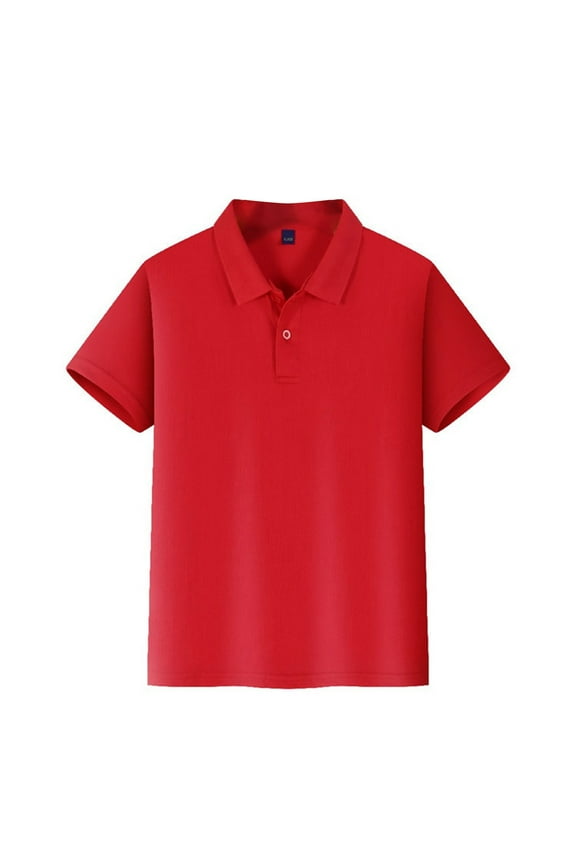Junior Boys Girls Polo Shirts Short Sleeve Tennis T-Shirts Casual Button Tops 2025 Spring New Collared Uniform Top Workout Blouse Red 5-6 Years