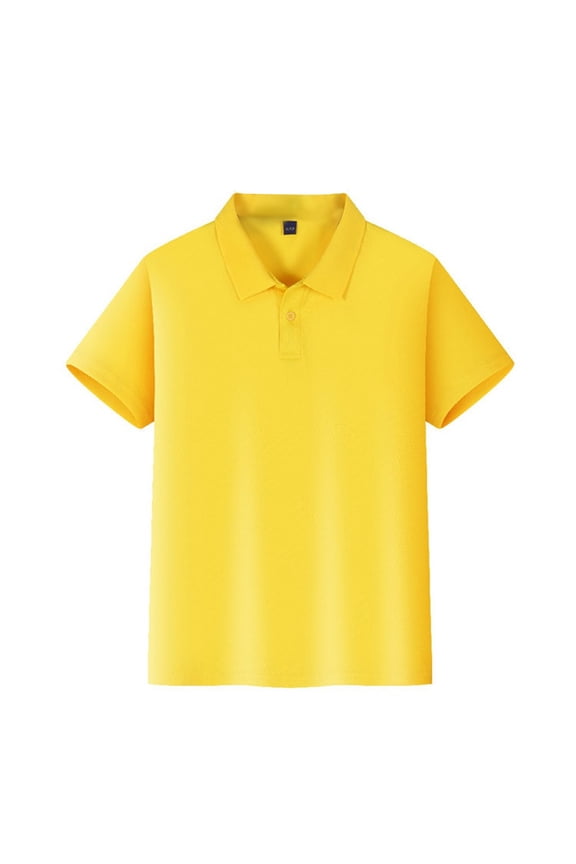 Junior Boys Girls Polo Uniform Shirts School Yellow Short Sleeve Uniform Top Casual Button Down Uniform Shirts 2025 Spring New Collared Golf Polo Shirts Athletic Blouse Yellow 9-10 Years