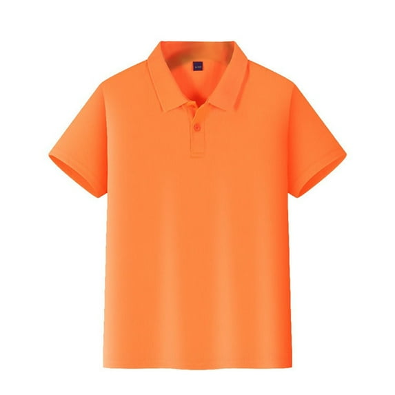 Ktyne Junior Boys Girls Polo Uniform Shirts Short Sleeve Top Casual Button Down T-Shirt 2025 Spring New with Collar Golf Polo Shirts Athletic Blouse Orange 5-6 Years