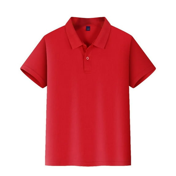 Ktyne Junior Boys Girls Uniforms Tops for School Short Sleeve Uniform Top Casual Button Uniform Shirts 2025 Summer New Collared Golf Polo Shirt Workout Clothing Red 7-8 Years