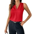 thumbnail image 1 of Ktyne Tank Top Blouses for Women Business Casual Sleeveless Blouses To Wear Under Blazers V Neck Vest Summer Fashion Work Tank Tops Red XL, 1 of 7