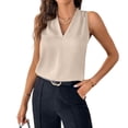 thumbnail image 1 of Ktyne Tank Top Women Work Professional Sleeveless Blouse for Under Blazer V-Neck Vest Top Summer Fashion Work Tank Tops Khaki XL, 1 of 7