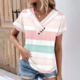 Ktyne Tops for Women Short Sleeve V Neck Trendy Graphic Shirts Button