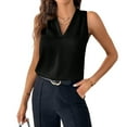 thumbnail image 1 of Ktyne Under Blazer Tops for Women Professional Sleeveless Blouse V-Neck Vest Shirt Loose Fit Summer Work Tops Black XL, 1 of 7