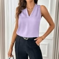 thumbnail image 1 of Ktyne Under Blazer Tops for Women Professional Sleeveless Blouse V-Neck Vest Trendy Summer Work Tops Light Purple XL, 1 of 7