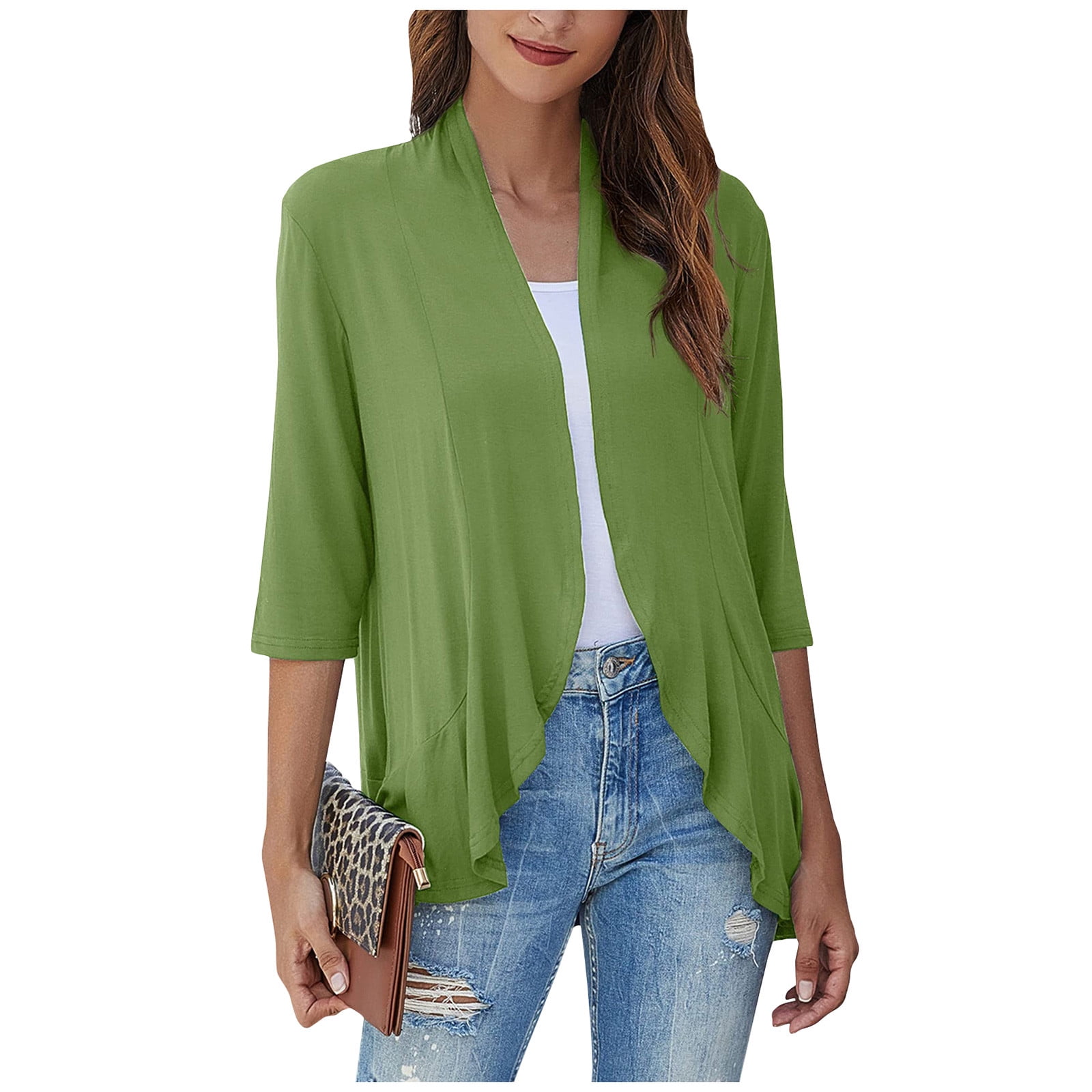 Ktyne Womens Plus Size Shrugs and Cardigans 3/4 Sleeve Light Weight