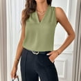 thumbnail image 1 of Ktyne Womens Shell Tops Under Blazer Work Professional Sleeveless Blouses To Wear Under Blazers V Neck Vest Shirt Summer Fashion Work Tank Tops Light Green XL, 1 of 7