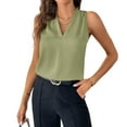 thumbnail image 1 of Ktyne Womens Shell Tops Work Professional Sleeveless Blouse To Wear Under Blazers V Neck Vest Top Summer Basic Work Tops Light Green XL, 1 of 7