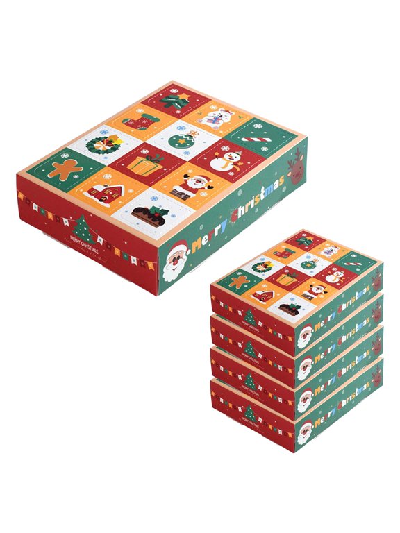 5 Pack Empty DIY Advent Calendar Boxes, 12 Compartment Fillable Christmas Countdown Gift Boxes for Small Gifts, Treats and Holiday Surprises, 6.7 x 5.1 Inch