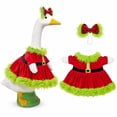 thumbnail image 1 of KuKeDi 2-Piece 23 inch Porch Goose Outfit, Red Plush Holiday Dress with Bow Headband, 1 of 10