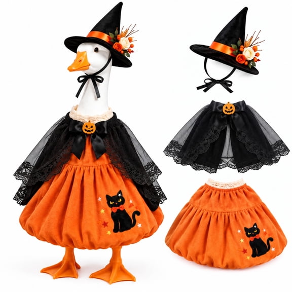 KuKeDi 23 inch Porch Goose Outfits, Seasonal Clothes for Garden Goose Statue Decor
