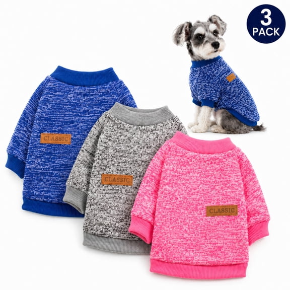 KuKeDi 3 Pack Dog Sweaters for Small Dogs, Soft Knit Puppy Clothes, Small Dog Sweater Apparel, Cozy Pet Sweater XS-L