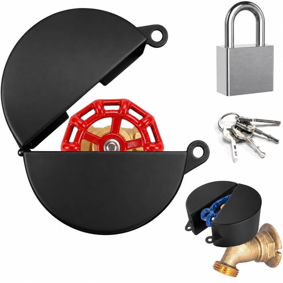 KuKeDi Outdoor Faucet Lock with Key, Water Spigot Lock Cover with Padlock, Metal Hose Bib Lock for Outdoor Valve Protection, Black