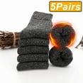 thumbnail image 1 of KuKuZhu 5 Pairs Winter Warm Men’s Socks Wool Male Women Socks Super Thicker Solid Socks Merino Wool Socks Against Cold Snow Terry Socks, 1 of 6