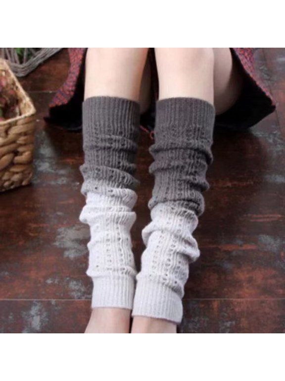 Autumn Winter Long Socks Korean Fashion Gradient Soft Knitted Foot Cover Boot Cuff Socks Boho Style Leg Warmers for Women Girls