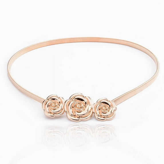 KuKuZhu Gold Flower Shape Elastic belts For Women Girl Stretch Skinny Waist Belt Cummerbunds Metal Female Belt cinturon mujer cinto