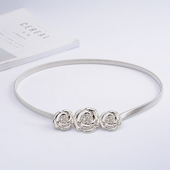 KuKuZhu Gold Flower Shape Elastic belts For Women Girl Stretch Skinny Waist Belt Cummerbunds Metal Female Belt cinturon mujer cinto