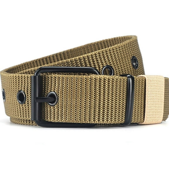 KuKuZhu Men's Belt Porous Canvas Pin Buckle Leather Belt Outdoor Sports Belt Women's Trendy Eyelet Belt With Jeans Belt For Men Women