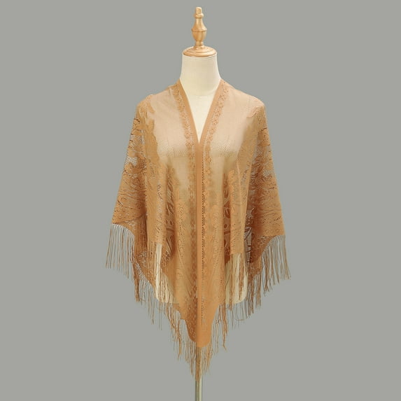 KuKuZhu New Fashion Women Triangle Wrap Lady Shawl Female Tassel Shawls Scarves Flower Lace Scarf Spring Summer Photo Props Accessories