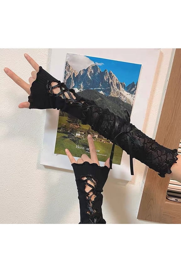 New Fingerless Mittens Female Anime Gloves Women Knitted Gloves Arm Winter Warmers Japanese Goth Ankle Wrist Sleeves Harajuku