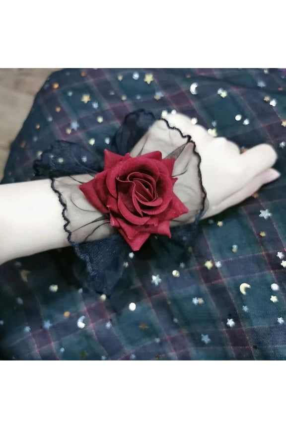 New Rose Ruffle Lace False Sleeve Sweater Lace Sleeves Detachable Lolita Wrist Cuffs Decor Steampunk Mesh Lace Horn Cuffs