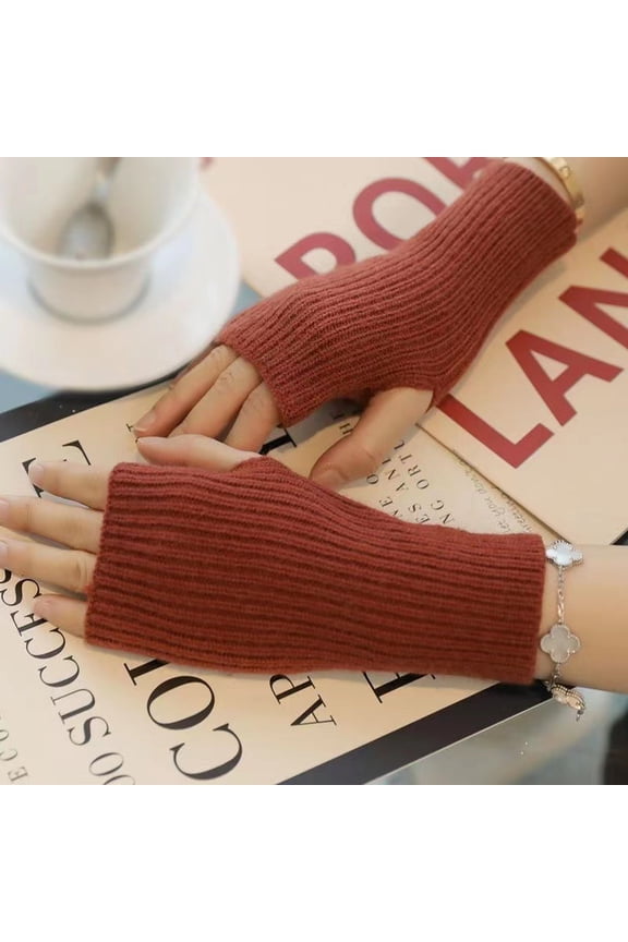 Short Fingerless Gloves Women‘s Mitten Winter Warmer Knitted Arm Sleeve Fine Casual Soft Girl’s Goth Clothes Punk Gothic Gloves