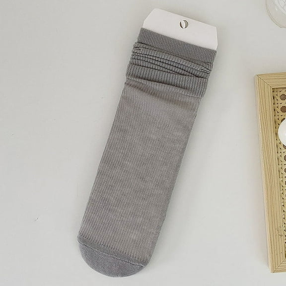 KuKuZhu Solid Color Loose Long Socks Women Cotton Thin Breathable Black White Gray Socks Ballet Style JK Lolita Girls Kawaii Cute Socks