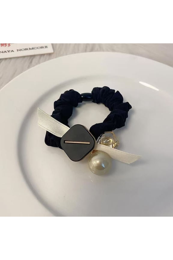 Sweet Round Crystal Beaded Hair Ties Transparent Geometric Square Charms Hair Rope Women Girls Elastic Ponytail Rubber Bands