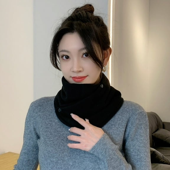 KuKuZhu Winter Lamb Fleece Women Scarf Warm Fake Collar Solid Color Plush Lady Snood Windproof Scarves