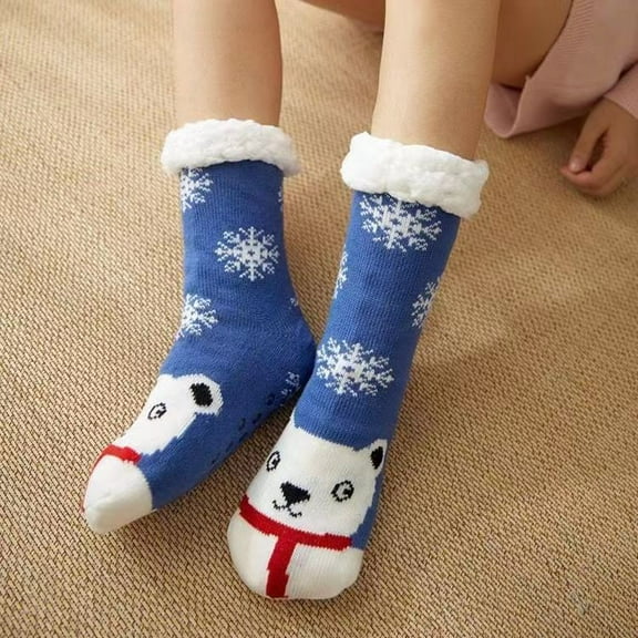 KuKuZhu Womens Fuzzy Thermal Sock Plush Grip Hemp Winter Soft Female Home Indoor Warm Bedroom Silicone Non-slip Thick Slipper Floor Sock